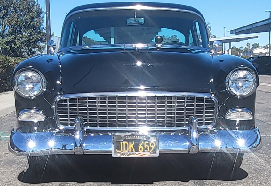 1955 Chevy 210 Del Ray 2-Door Post 383 Stroker 200R4 Black Lacquer SOLD
