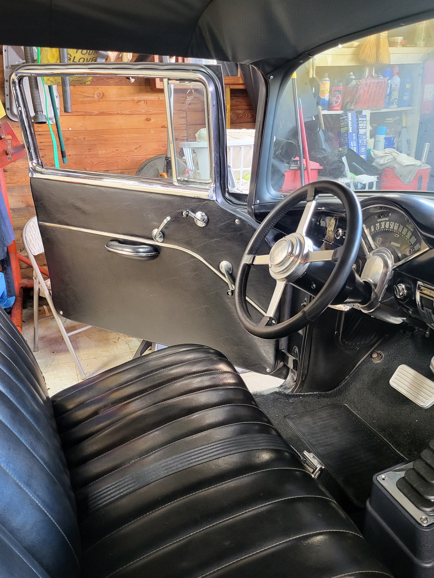 1955 Chevy 210 Del Ray 2-Door Post 383 Stroker 200R4 Black Lacquer SOLD