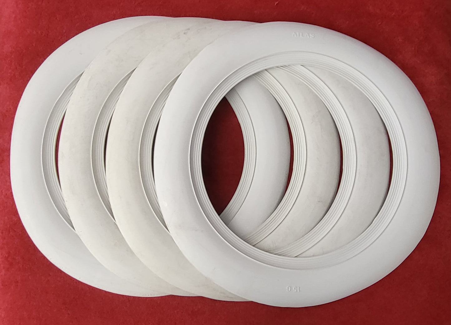 15"X3" Atlas Wide White Wall Port A Wall Sidewall Flapper Tire Insert Trim Set 4PCS NEW