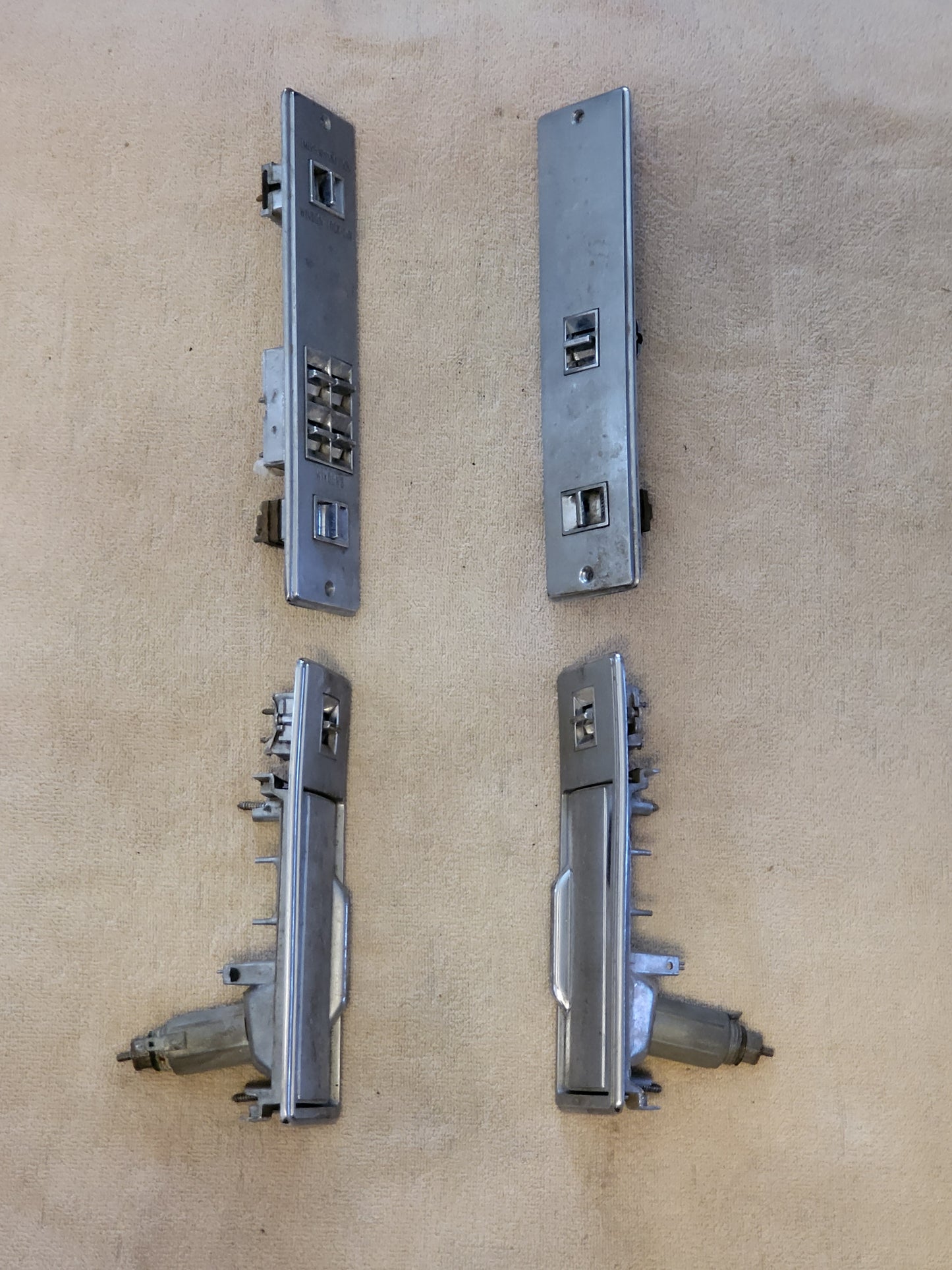 1968 Cadillac Power Window Switches Mount Plates set 4 Original Used Untested