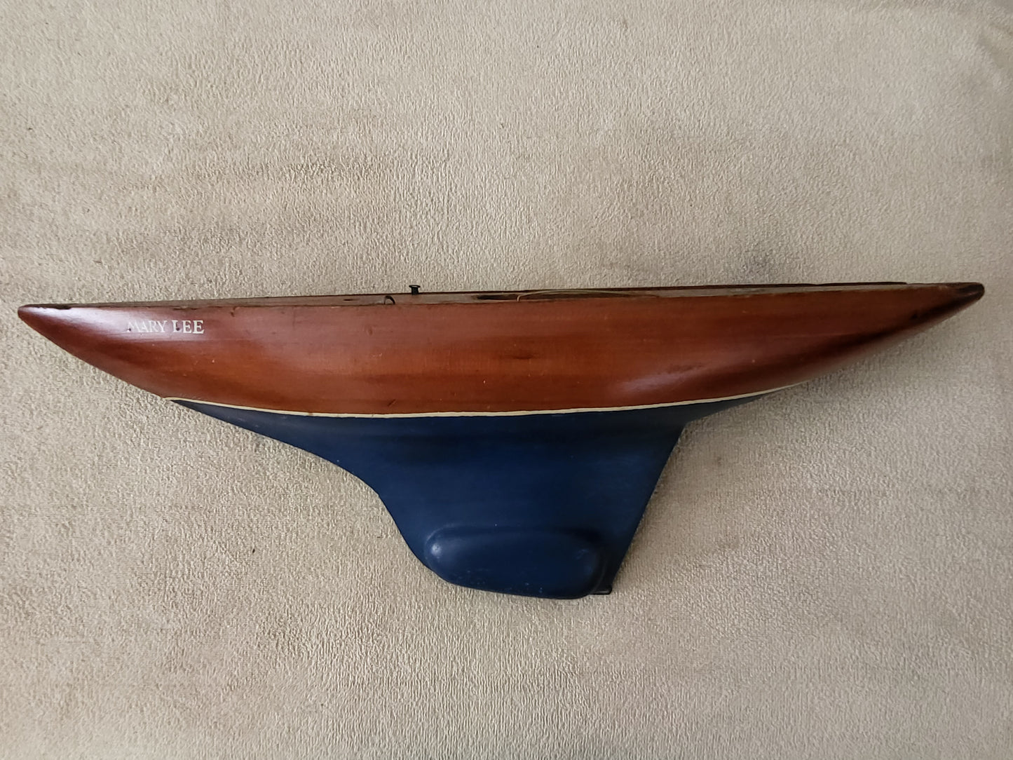 Vintage / Antique 25" Wooden Toy Pond Yacht Sailboat Hull - Weighted at Bottom