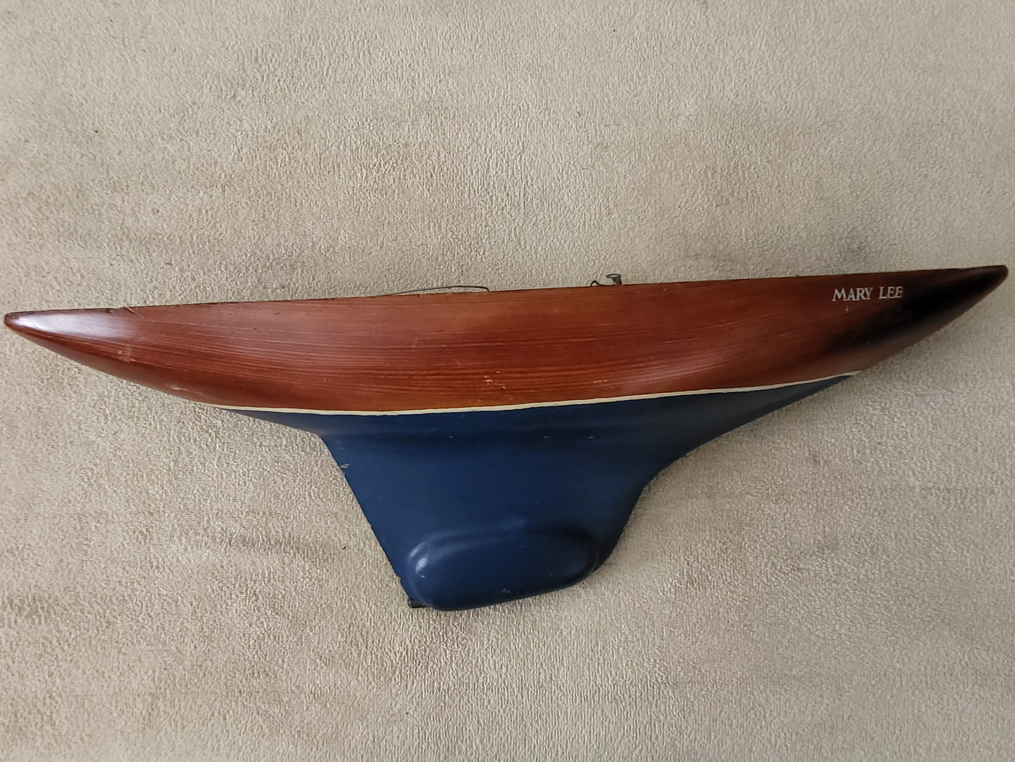Vintage / Antique 25" Wooden Toy Pond Yacht Sailboat Hull - Weighted at Bottom