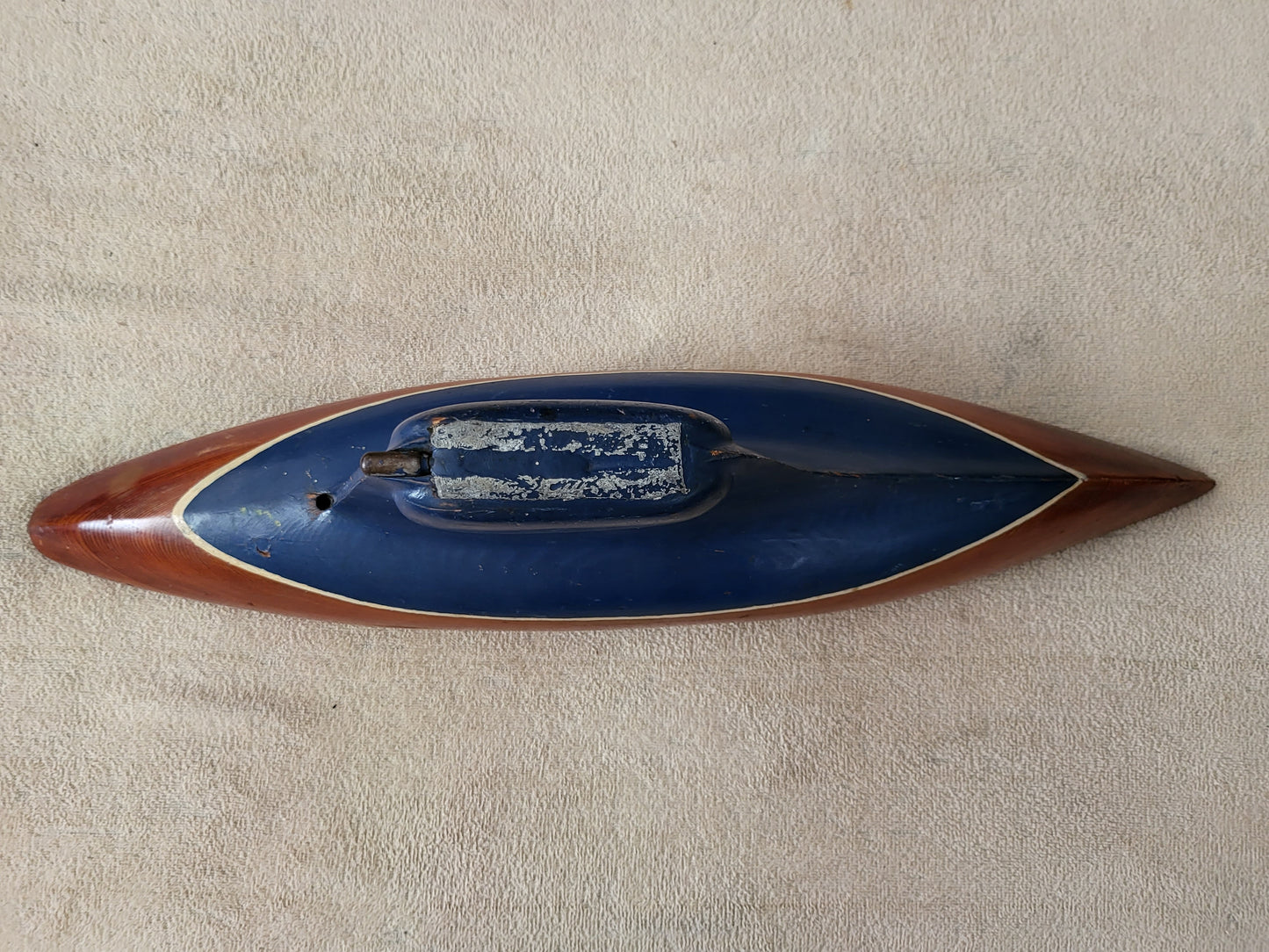 Vintage / Antique 25" Wooden Toy Pond Yacht Sailboat Hull - Weighted at Bottom