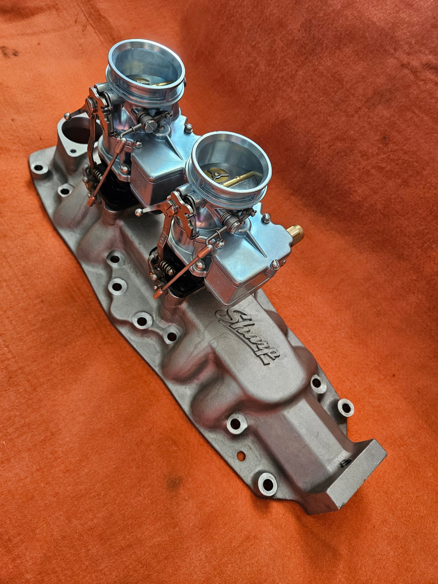 1939-48 Ford Mercury Flathead Sharp 2x2 Dual Carb Intake Stromberg 97s Pair NEW