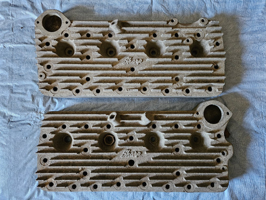1949-53 Ford Flathead V8 Vintage Sharp Finned Aluminum Heads Pair Used