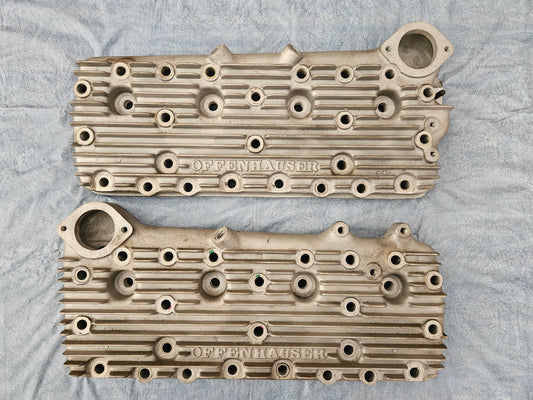 1949-53 Ford Flathead V8 Offenhauser 1069-400 Finned Aluminum Heads Pair NEW