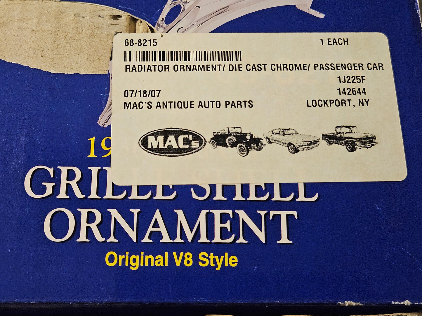 1936 Ford 68-8215 48-8212 Chrome V8 Grille Shell Ornament & Blue Emblem NEW