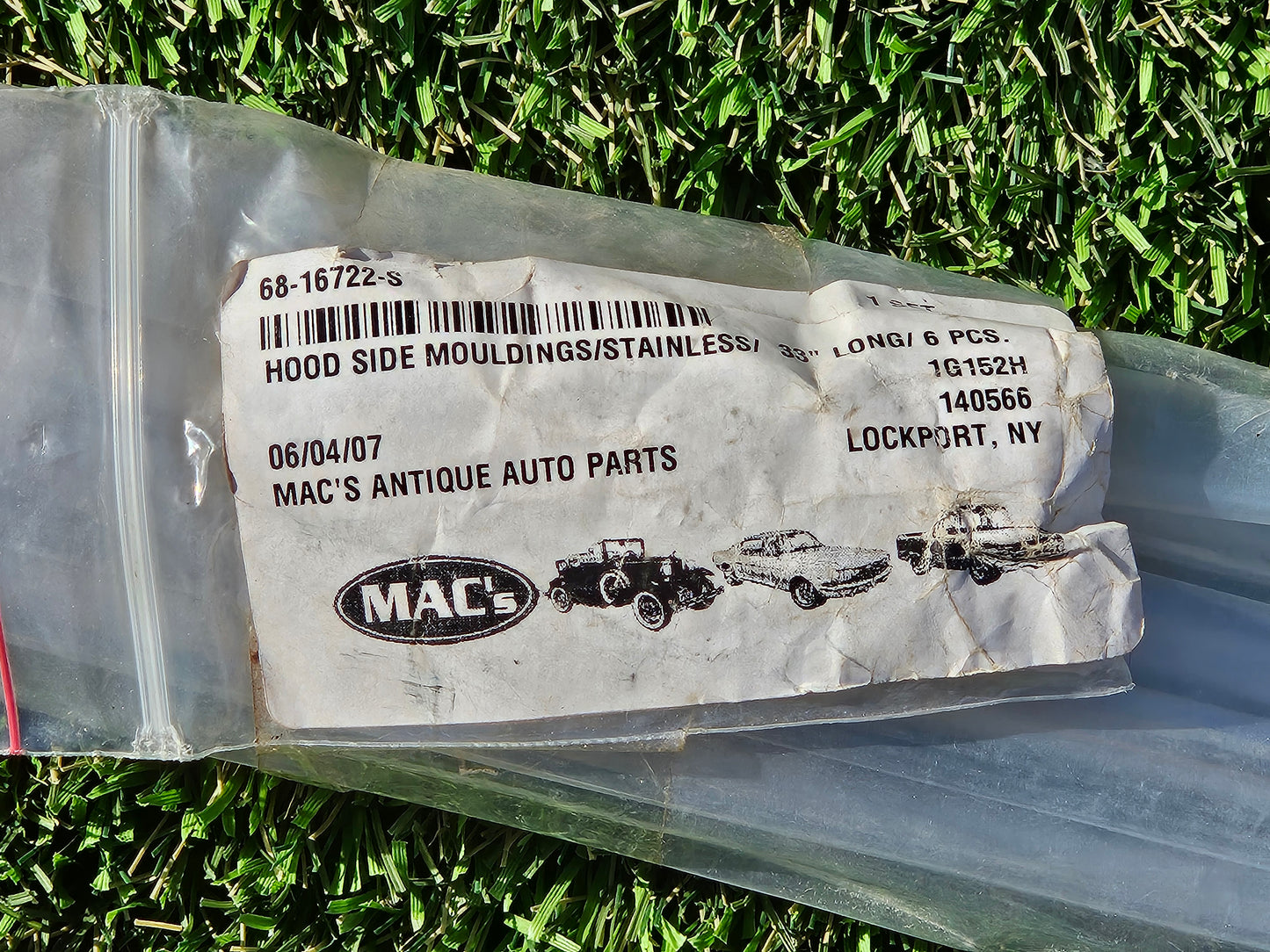 1936 Ford 68-16722-S Stainless Hood Trim Molding Strips w/ Clips Set of 6 NEW