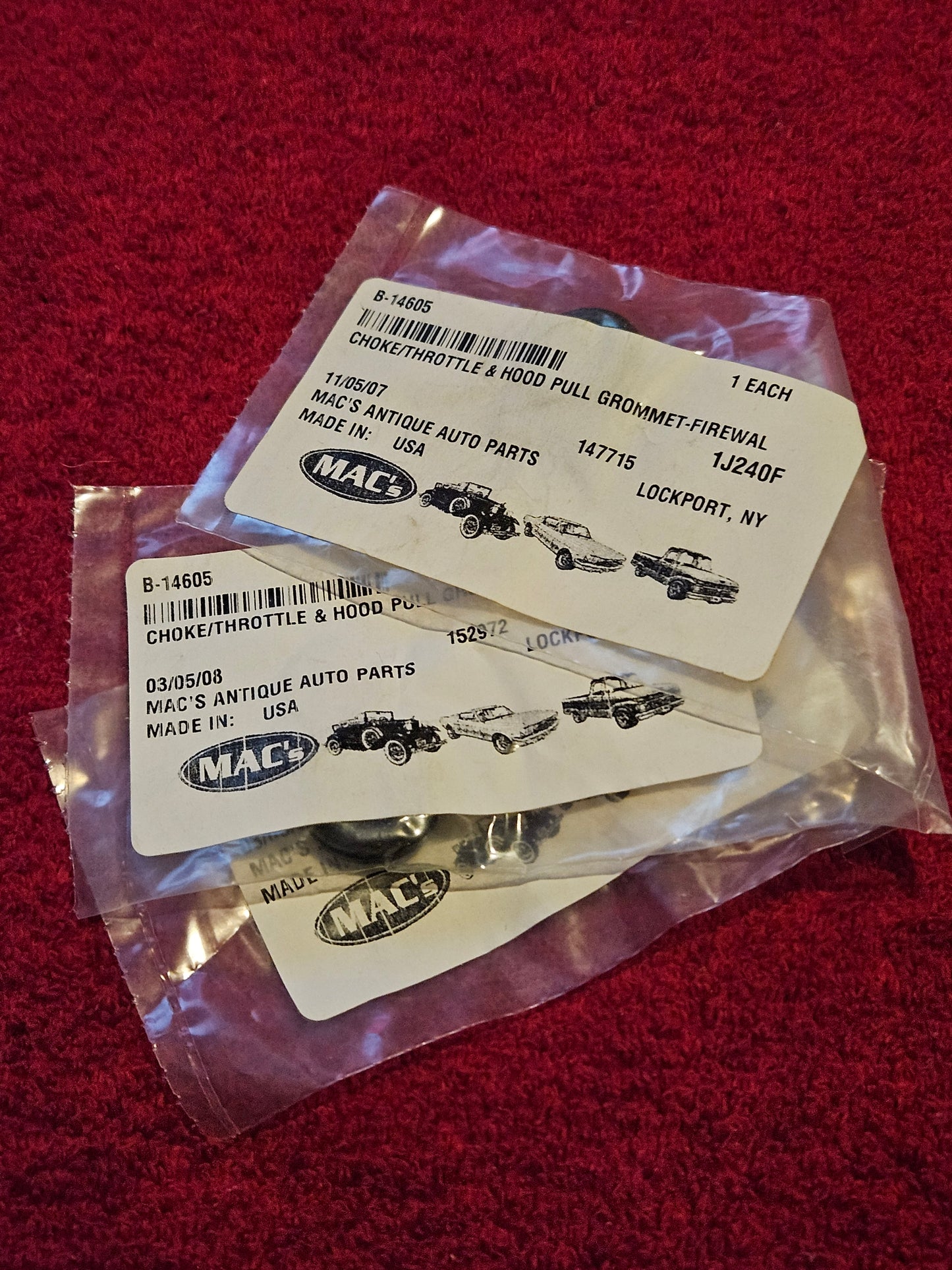 1932-1951 Ford B-14605-MAC Choke Throttle Hood Pull Firewall Grommets Set 3 New