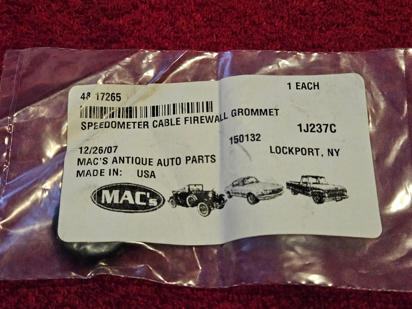 1933-1939 Ford 48-17265 Speedometer Cable Firewall Grommet New