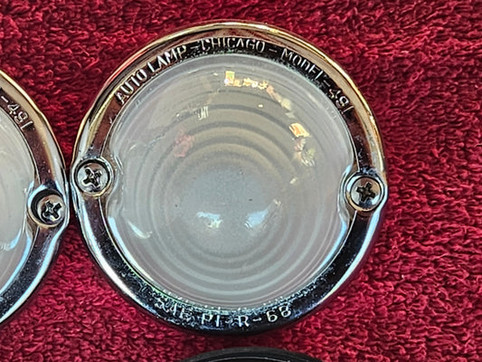 Auto Lamp Chicago Model 491 clear glass beehive lens in chromed ring