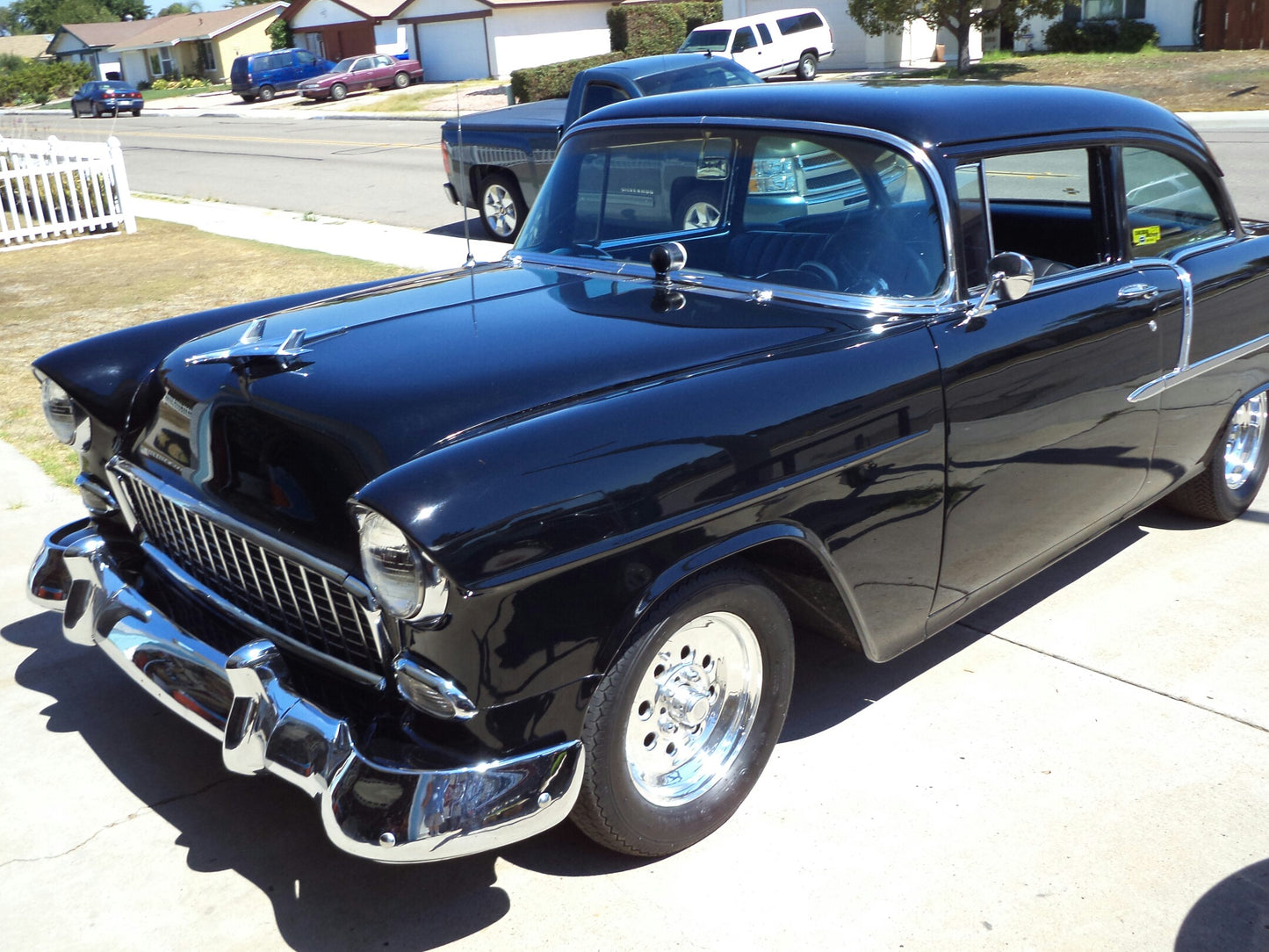 1955 Chevy 210 Del Ray 2-Door Post 383 Stroker 200R4 Black Lacquer SOLD