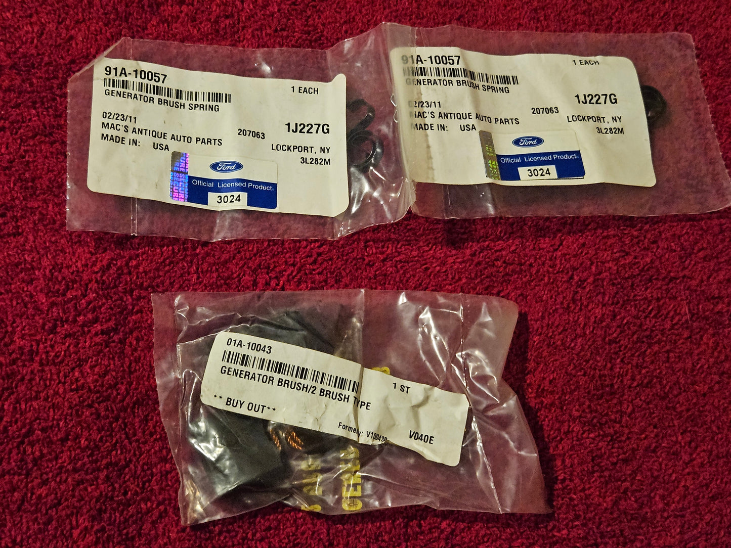 1940-1959 Ford 91A-10057 01A-10043 Generator Brushes & Springs Set NEW