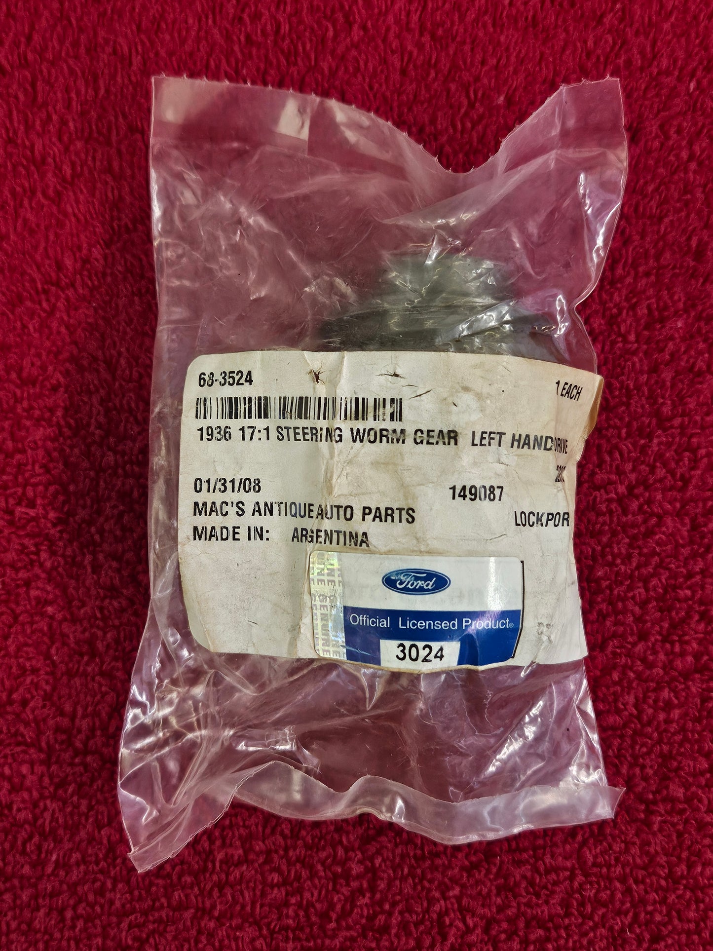 1936 Ford 68-3524 Steering Worm Gear without Shaft 17:1 Ratio NEW