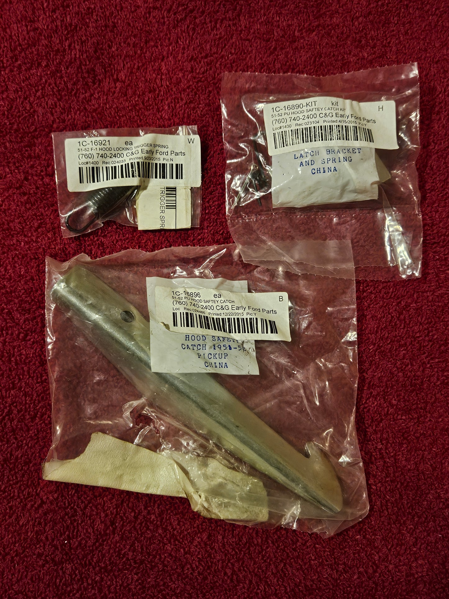1951 1952 Ford 1C-16896 1C-16890-Kit 1C-16921 F-1 F-3 Hood Safety Catch Kit NEW