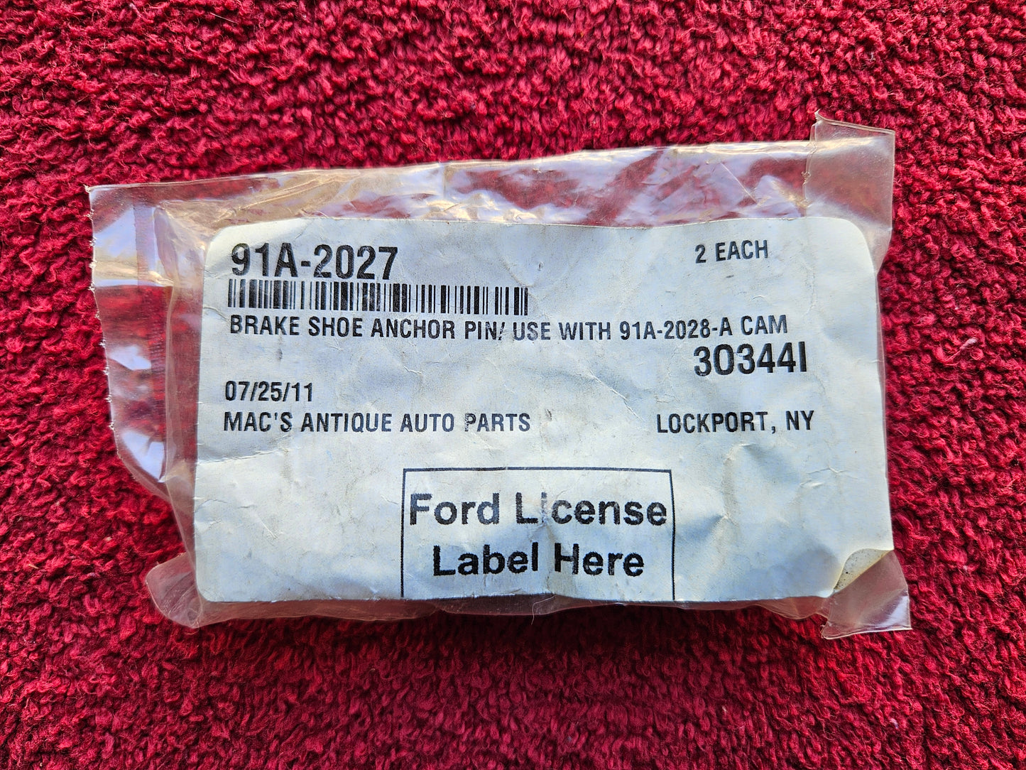 1939-1942 Ford 91A-2027 Brake Show Anchor Pin Set (2) NEW