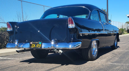 1955 Chevy 210 Del Ray 2-Door Post 383 Stroker 200R4 Black Lacquer SOLD