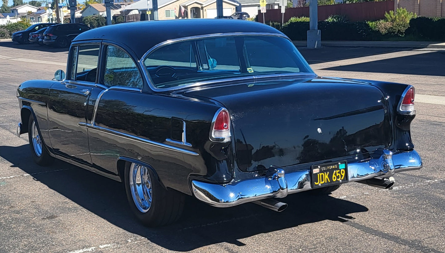 1955 Chevy 210 Del Ray 2-Door Post 383 Stroker 200R4 Black Lacquer SOLD