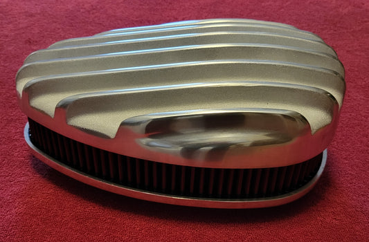 Eddie Meyer Thickstun Style Flathead Dual Carb Polished Finned Aluminum Air Cleaner New