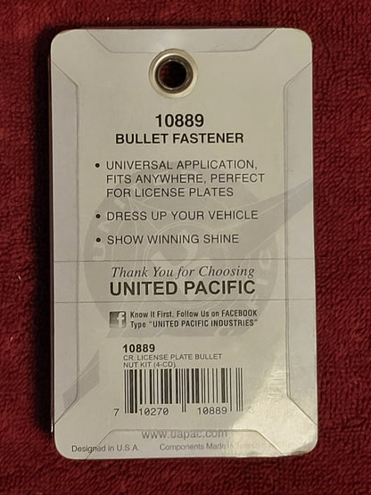 United Pacific 10889 Chrome Bullet License Plate Fastener Screws Pack of 4 NEW B
