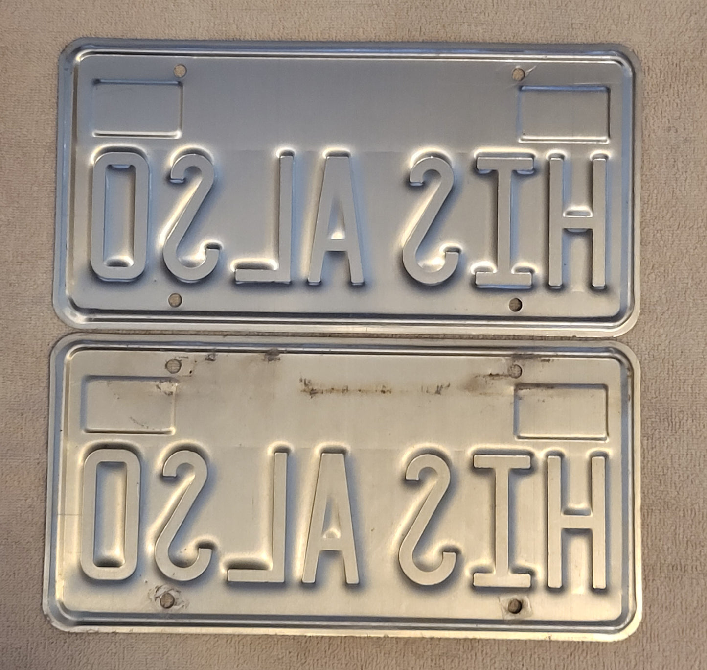 1987 California Golden State Vanity License Plates # HIS ALSO Pair Original