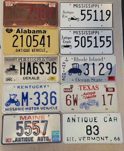 Historic Classic Antique Car Horseless Carriage License Plates Lot 11 Original