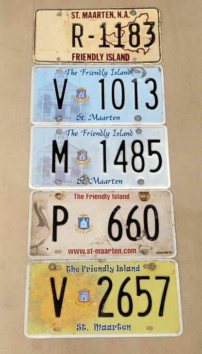 St Maarten NA Netherlands Antilles set of 5 License Plates Singles Original
