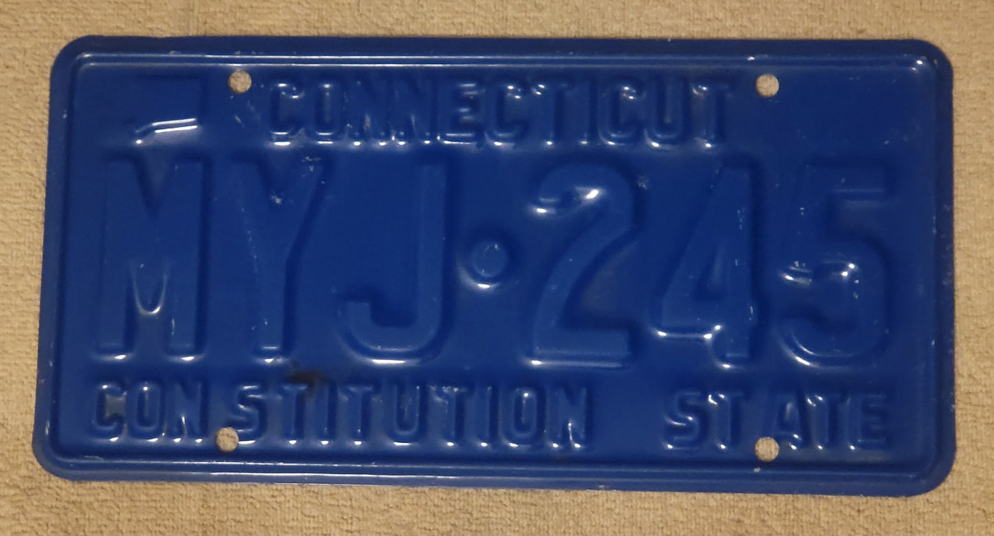 Connecticut Constitution State License Plate # MYJ 245 Single Original