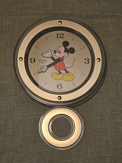 Seiko Quartz Mickey Mouse “Hands” Disney 10.5" Wall Clock Gold Working Licensed