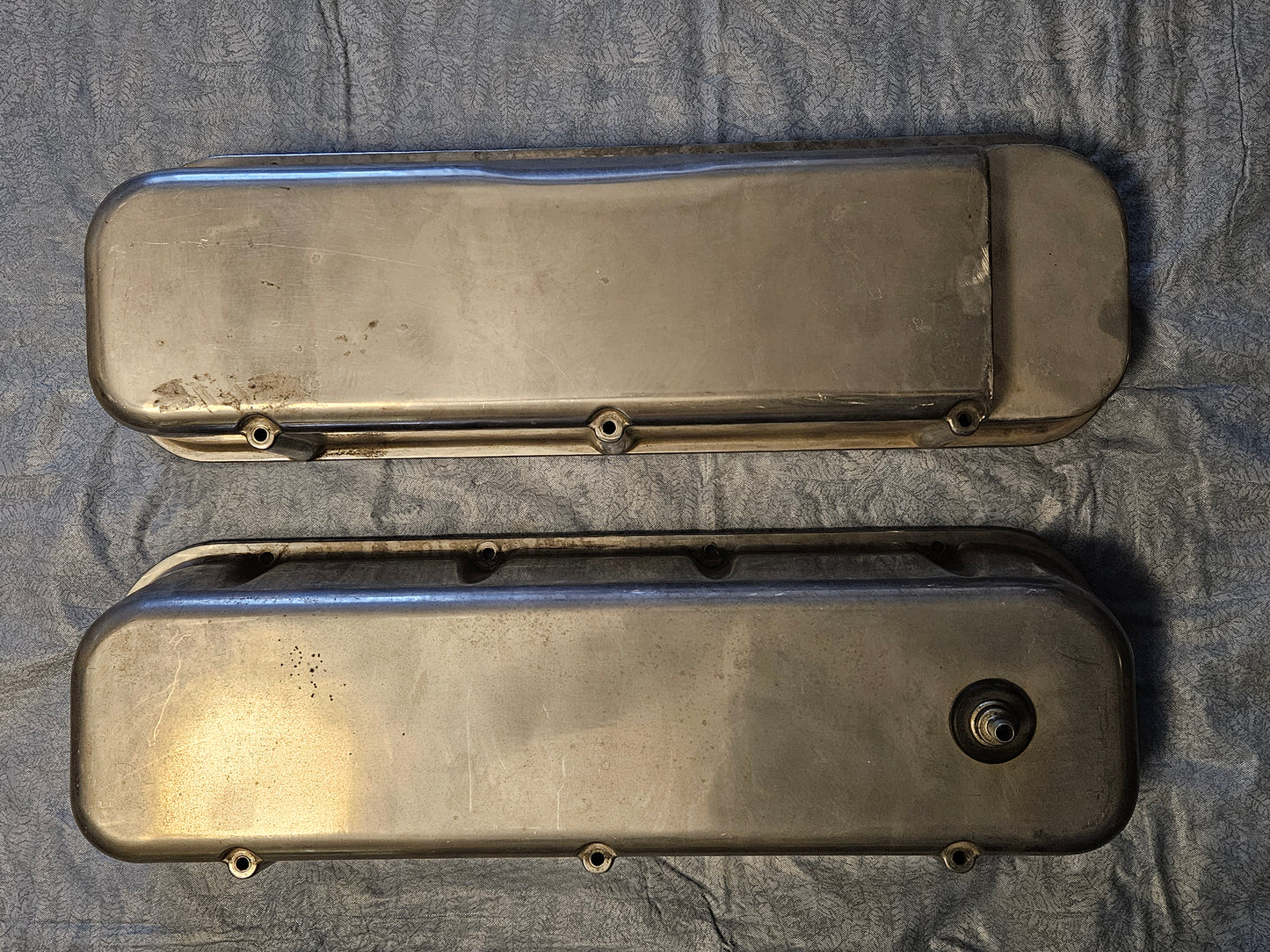 BBC Big Block Chevy Tall Polished Aluminum Valve Covers 396 427 454 Notched Used
