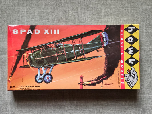1958 Hawk SPAD XIII WWI Plane Model Kit #617 Complete Unbuilt Sealed NIB
