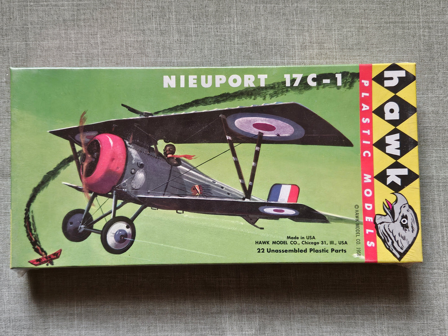 1958 Hawk Nieuport 17C-1 WWI Plane Model Kit #613 Complete Unbuilt Sealed NIB