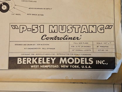 Vintage Berkeley’s North American P-51D Mustang Model Airplane Kit 5-5