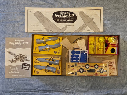 Monogram Speedee Bilt H-2 DeLuxe B-26 Invader Bomber Balsa Wood & Plastic Kit