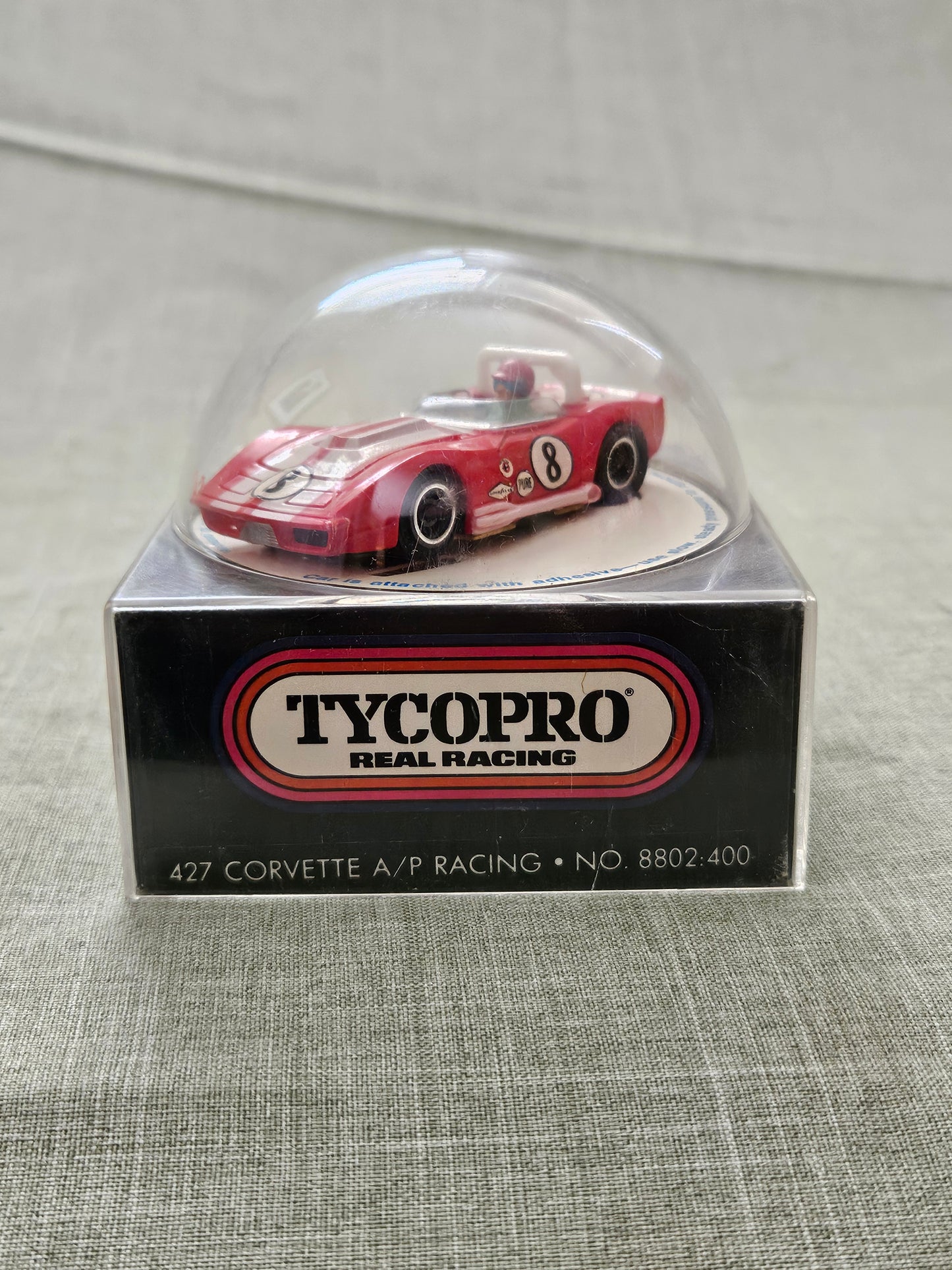 Tyco Pro Electric Racing Slot Car Vintage with Cube 427 Corvette A/P Racing 8802