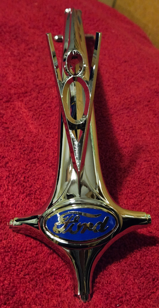 1936 Ford 68-8215 48-8212 Chrome V8 Grille Shell Ornament & Blue Emblem NEW