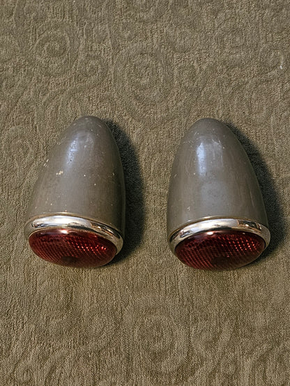 1937 Ford Tail Lights Buckets Trim Lens Pair NOS