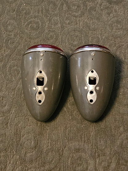 1937 Ford Tail Lights Buckets Trim Lens Pair NOS