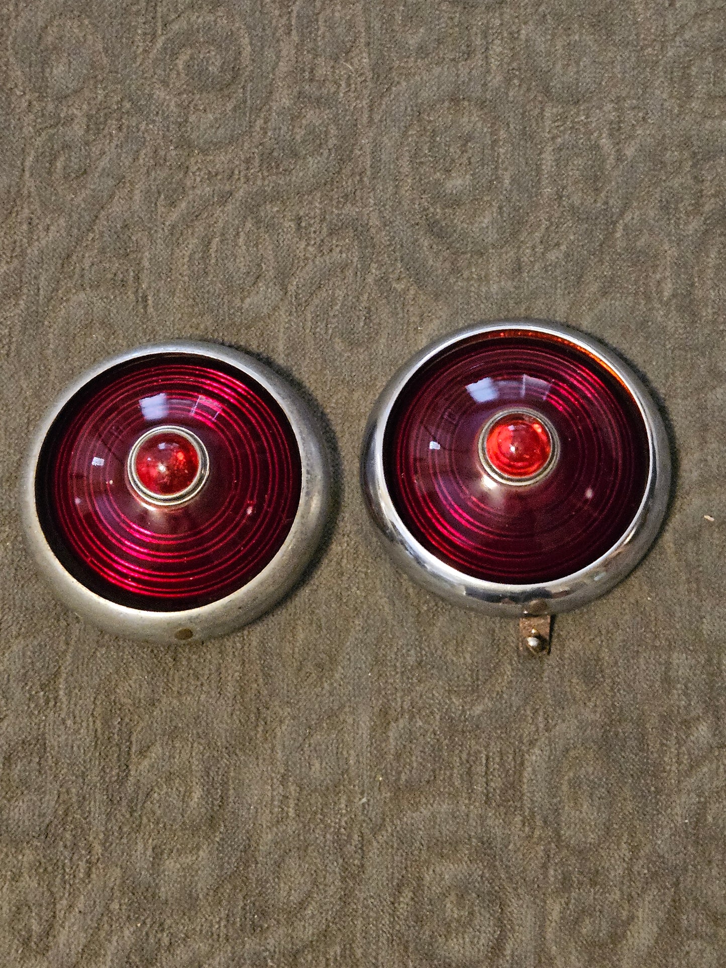 1935-1938 Packard Tail Light Lens Pair w/ Rings Used