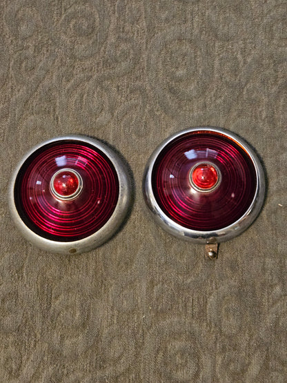 1935-1938 Packard Tail Light Lens Pair w/ Rings Used