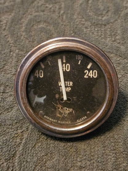 Vintage Stewart Warner Wings 412356 Electric 40-240 Temperature Gauge Used