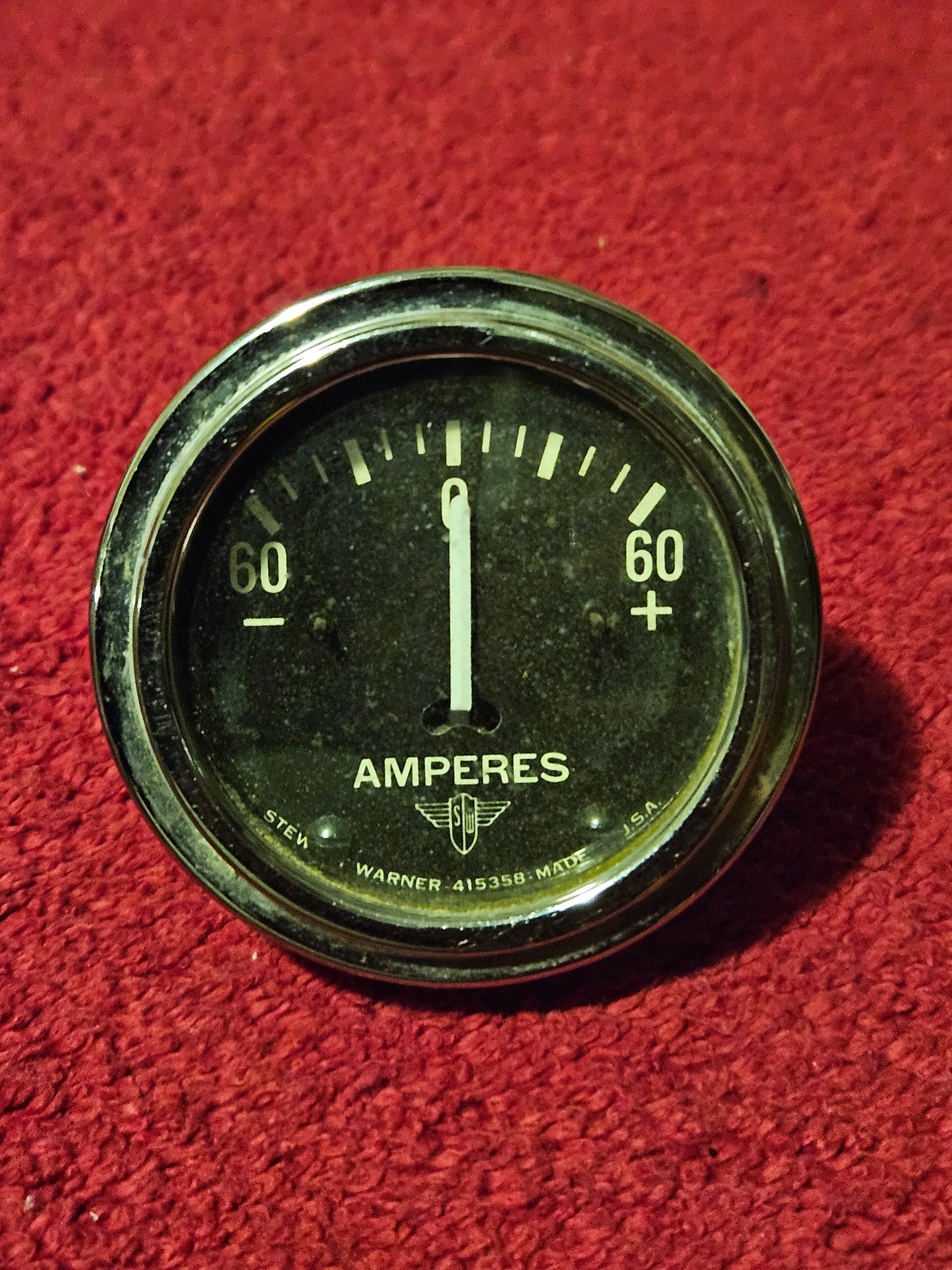 Vintage Stewart Warner Wings 412358 60 Amperes Gauge Used