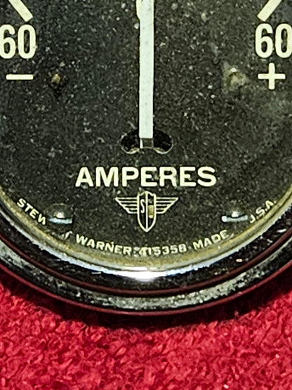 Vintage Stewart Warner Wings 412358 60 Amperes Gauge Used