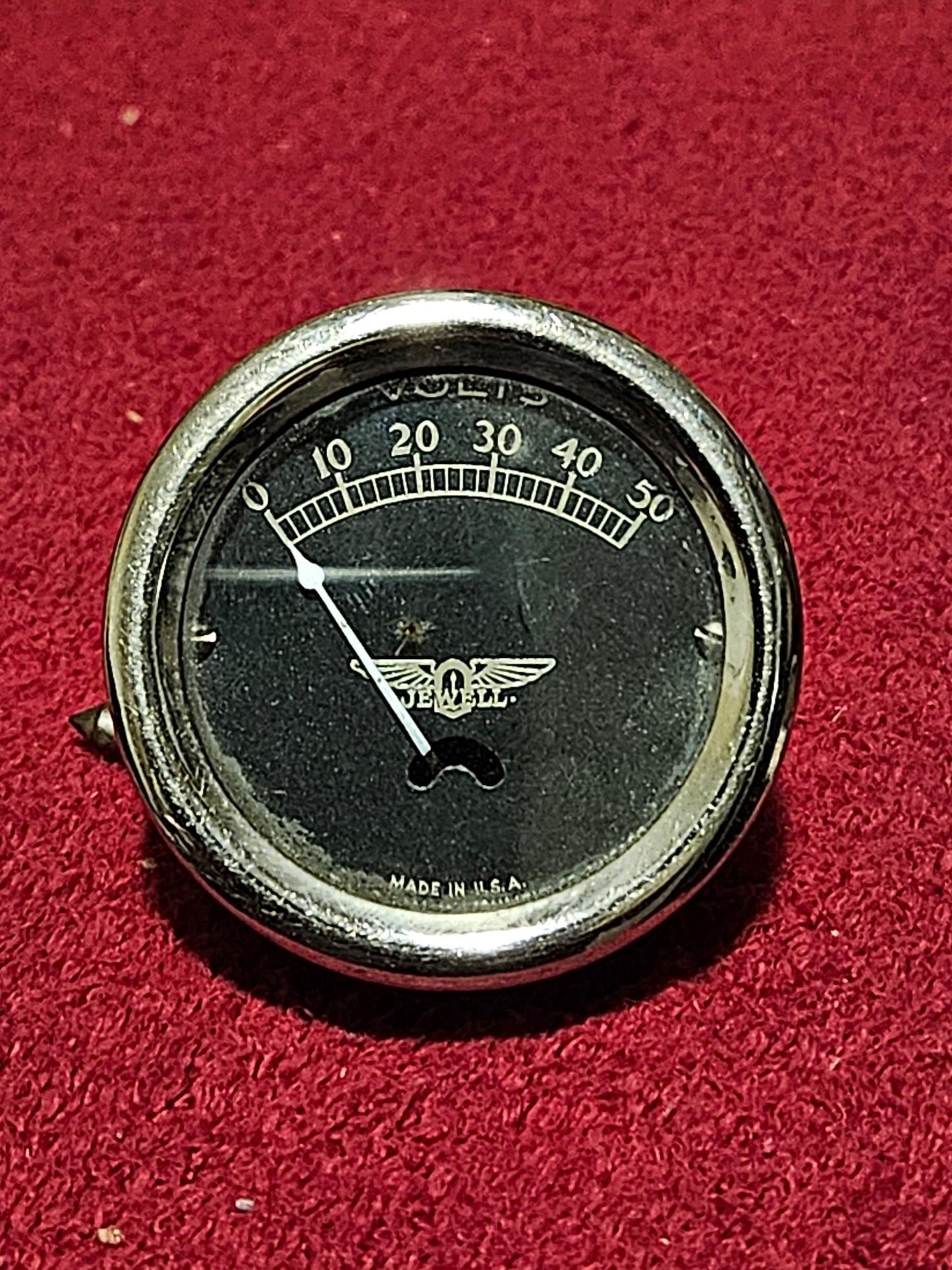 Vintage Jewell Wings Volt Gauge Aircraft ??? 0-50 Volt Used