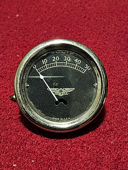 Vintage Jewell Wings Volt Gauge Aircraft ??? 0-50 Volt Used