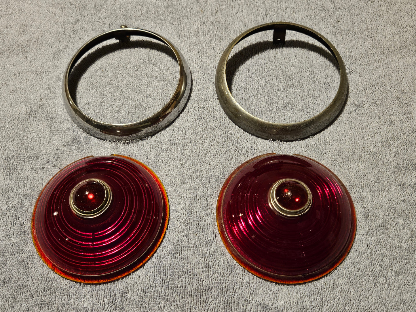 1935-1938 Packard Tail Light Lens Pair w/ Rings Used