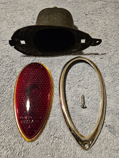 1938-1939 Ford Tail Light Assemblies Pair Lens Trim Bucket Used