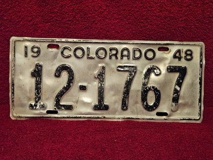 1948 Colorado License Plate #12-1767 Single Original USED