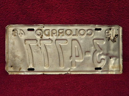 1948 Colorado License Plate #3-4777 Single Original USED