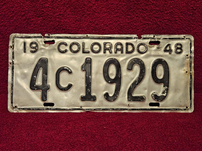 1948 Colorado License Plate #4c1929 Single Original USED